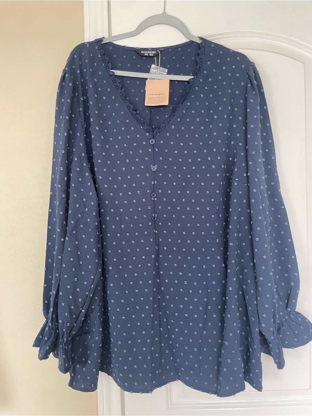 Bloomchic V-Neck Button Front Women's Top